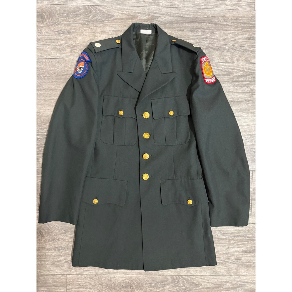 Vintage 1992 US Army Uniform Coat 36L JROTC Dress AG 489 Wool Blend Balboa Patch